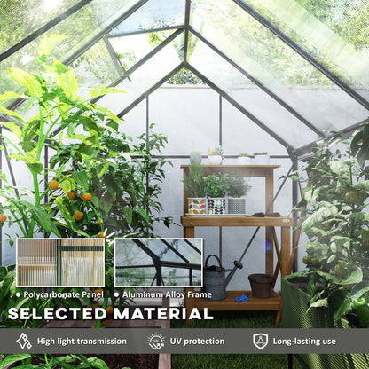 190 x 253 cm Walk-In Polycarbonate Greenhouse - Dark Grey
