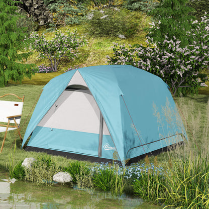 3-4 Person Camping Tent, Easy Set Up Waterproof Dome Tent with Sewn-in Groundsheet, Mesh Windows