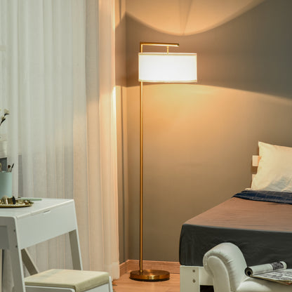 Floor Lamp, Modern Standing Lamp with Linen Lampshade, Round Base for Living Room, Bedroom, Dining Room, 153cm