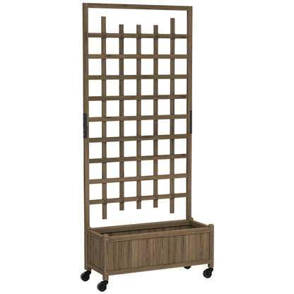 Wooden Trellis Planter, Raised Garden Bed with Wheels, to Climb and Grow Vegetables, Herbs and Flowers, Brown