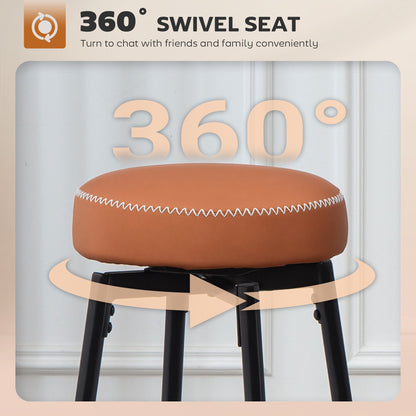 Set of Two Faux Leather Bar Stools - Brown/Black