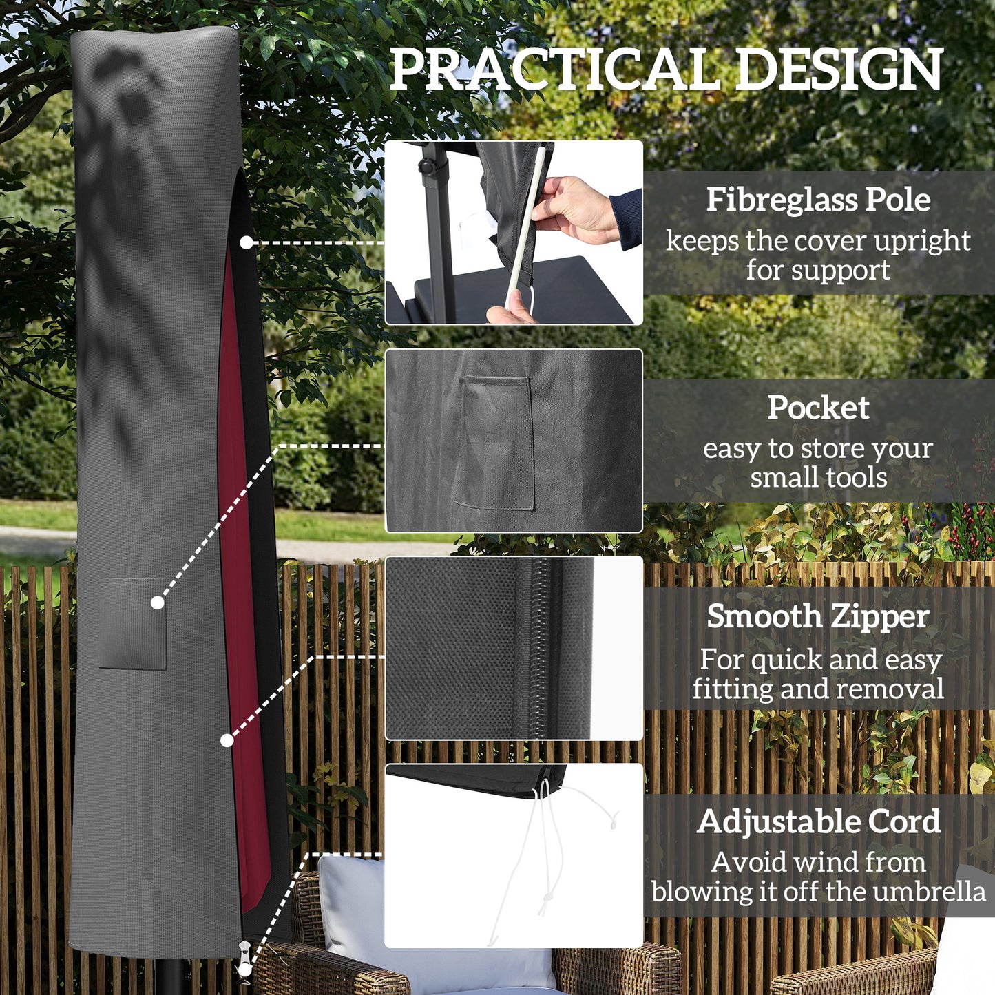 Parasol Umbrella Cover - Grey