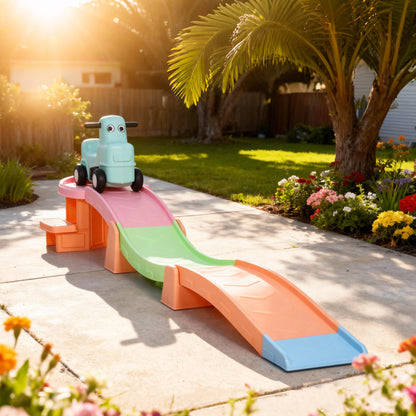 3(m) Four-Piece Ride on Kids Roller Coaster w/ Non-Slip Steps, for Ages 2-5 Years - Orange
