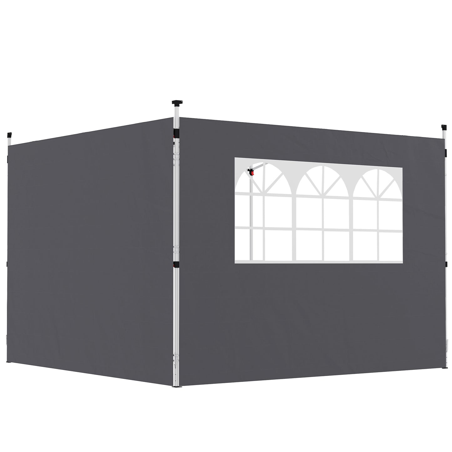 2.95 Meters Gazebo Replaceable Exchangeable Side Panel Wall Panels Walls With Window, Dark Grey