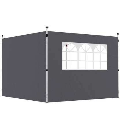 2.95 Meters Gazebo Replaceable Exchangeable Side Panel Wall Panels Walls With Window, Dark Grey