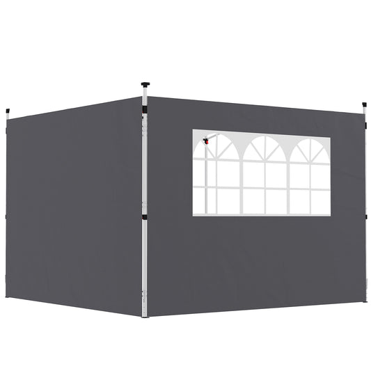 2.95 Meters Gazebo Replaceable Exchangeable Side Panel Wall Panels Walls With Window, Dark Grey
