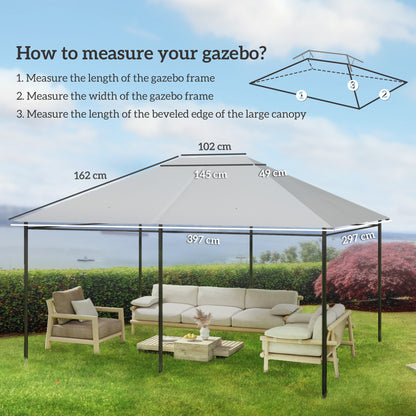 3 x 4m Gazebo Canopy Replacement Cover, Gazebo Roof Replacement (TOP COVER ONLY), Light Grey