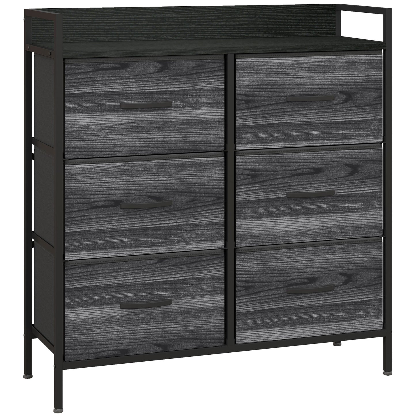 Rustic Chest of Six Fabric Drawers - Black