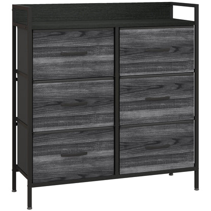 Rustic Chest of Six Fabric Drawers - Black