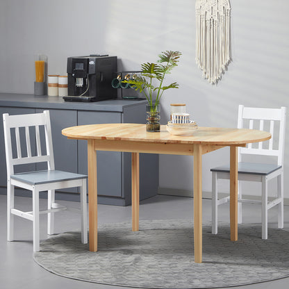 4-6 Person Wooden Drop-Leaf Table - Natural Finish