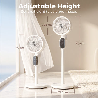 20 dB Silent Standing Fan for Bedroom, 39in Pedestal Fan with Remote, Oscillating, 8 Speeds, Adjustable Height, White