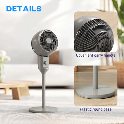 Air Circulator Fan Pedestal Cooling Fan with 3 Speed and Carry Handle, 9 Inch, Grey