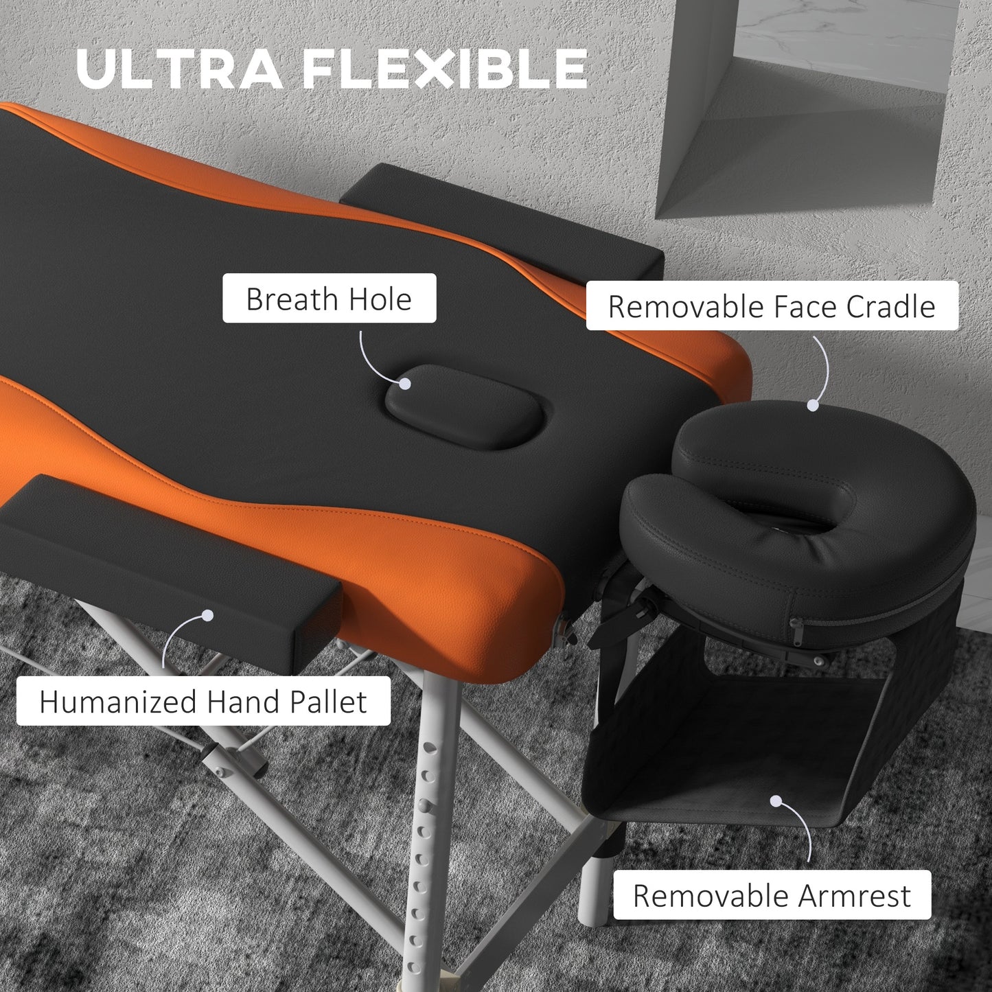 Foldable Massage Bed Portable Table, 3-Section Aluminium Foldable Beauty Couch