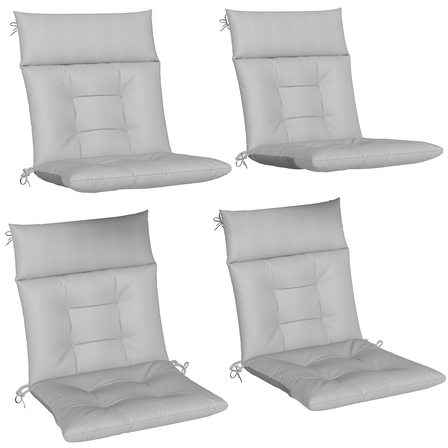 Patio Chair Cushions Set of 4, Waterproof Non-Slip Lounge Chair Cushions, 112x53cm, Light Grey