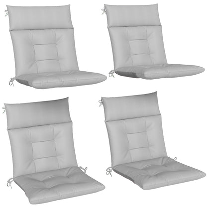 Patio Chair Cushions Set of 4, Waterproof Non-Slip Lounge Chair Cushions, 112x53cm, Light Grey