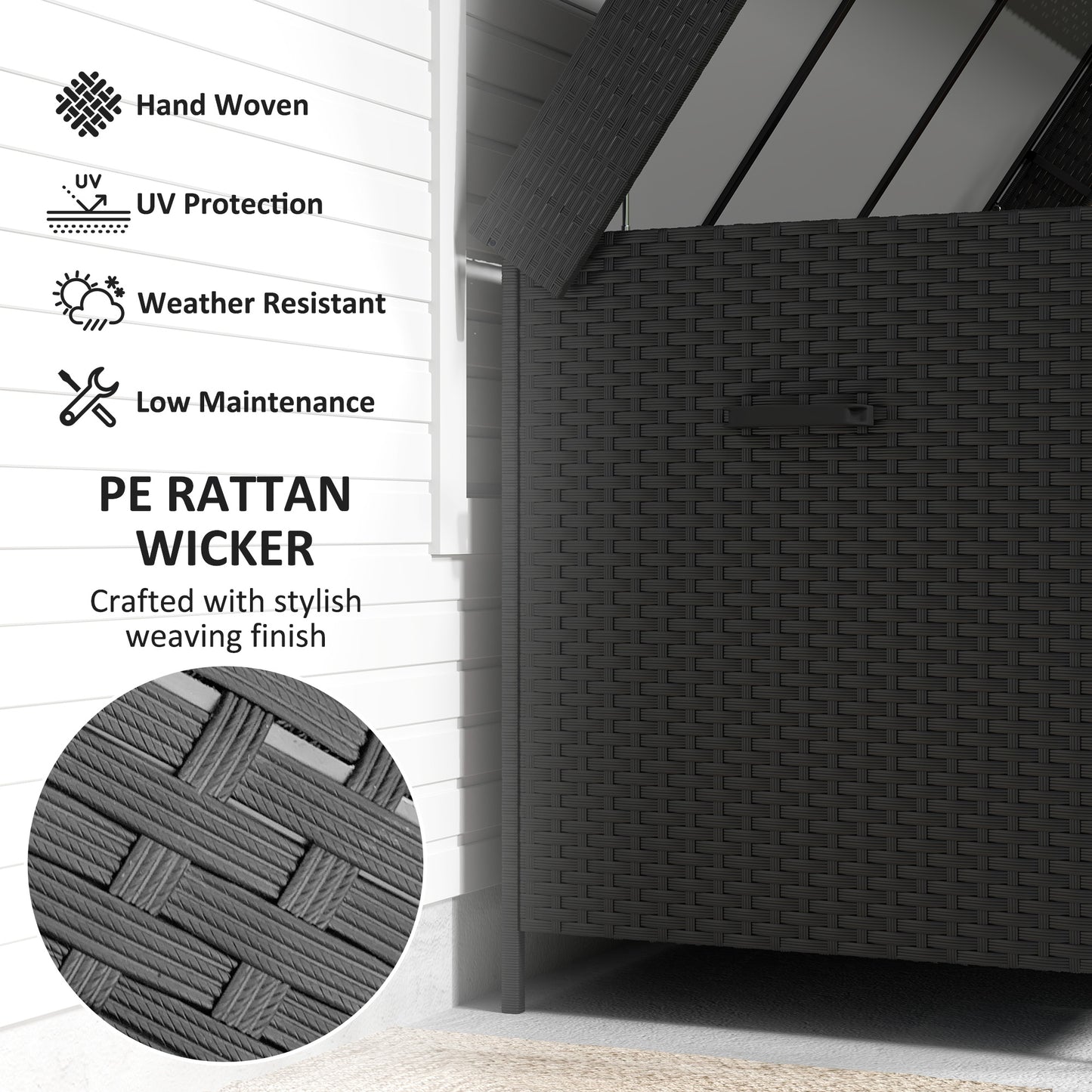 627 L Rattan Storage Box - Black