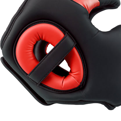 Boxing Headguard w/ Adjustable Strap for Sparring, Kickboxing, MMA, Red/Black