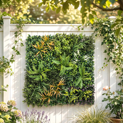 Grass Wall Panels, 100 x 100 cm Artificial Grass Wall Decor with Tie Connectors, Greenery Backdrop Panels, Green