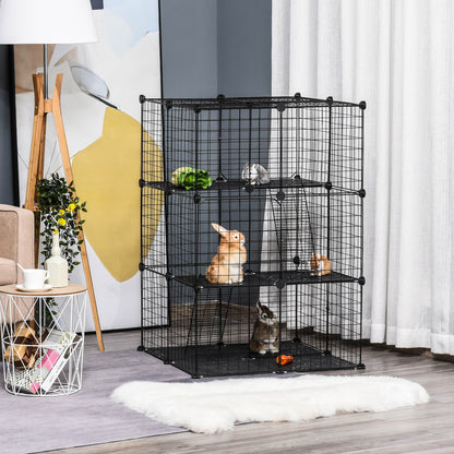 Pet Playpen DIY Small Animal Cage Enclosure Metal Wire Fence 39 Panels with 3 Doors 2 Ramps for Kitten Bunny Chinchilla Pet M