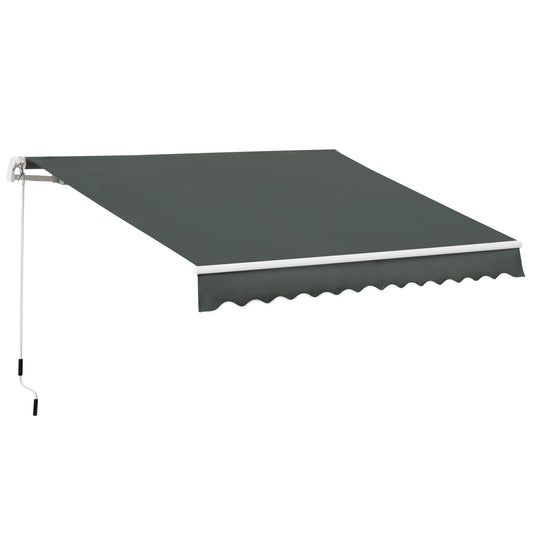 3.5M x 2.5M Manual Awning Canopy Retractable Sun Shade Shelter for Garden Patio