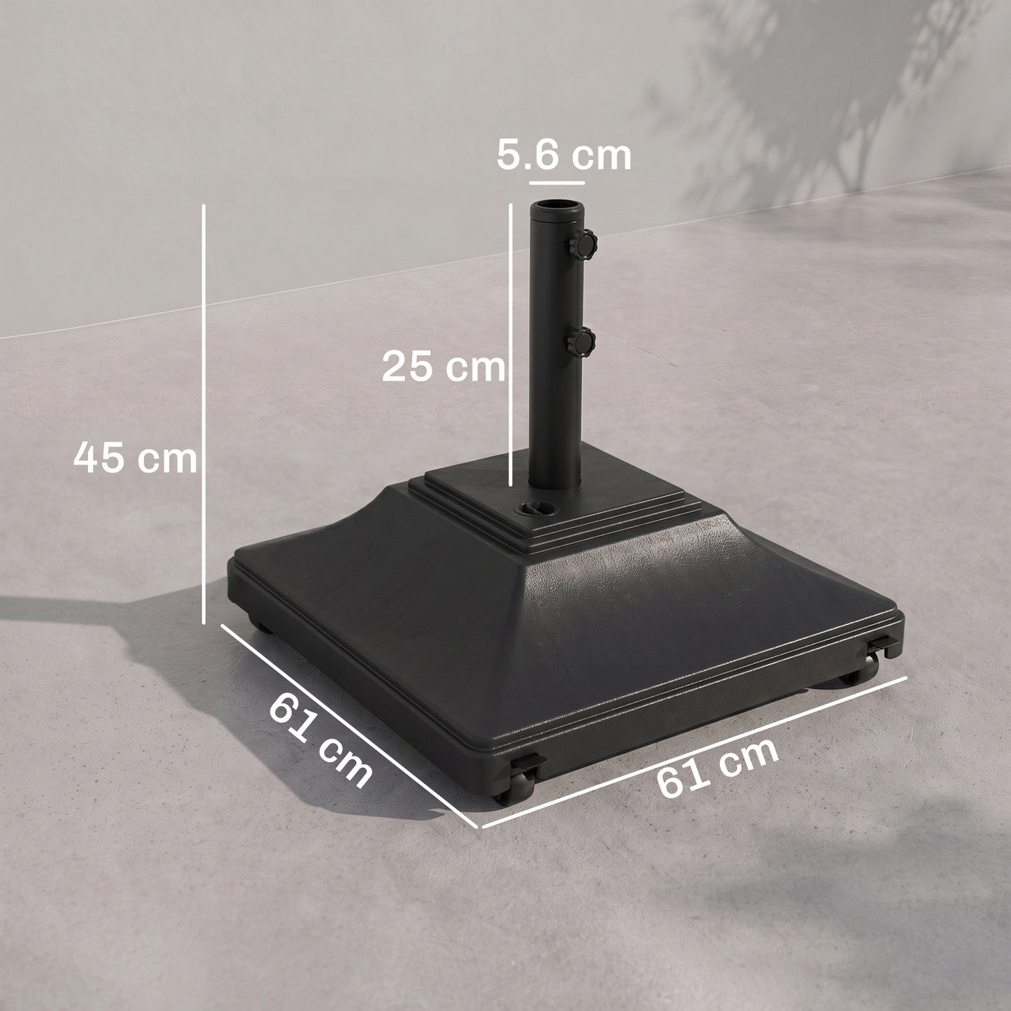60kg Water/Sand Fillable Parasol Base, with Wheels - Black