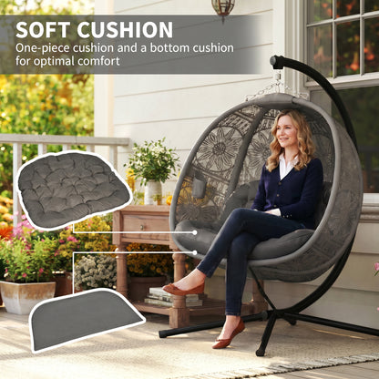 Round Egg Basket Chair, with Steel Stand, Charcoal Grey