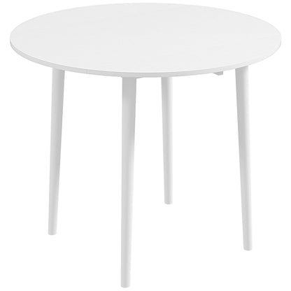 Folding Dining Table for 4, Round Drop Leaf Table, Modern Space Saving Small Kitchen Table with Wood Legs for Dining Room