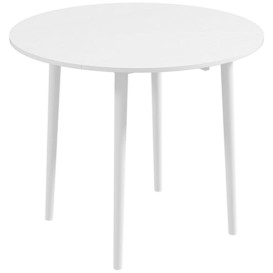 Folding Dining Table for 4, Round Drop Leaf Table, Modern Space Saving Small Kitchen Table with Wood Legs for Dining Room