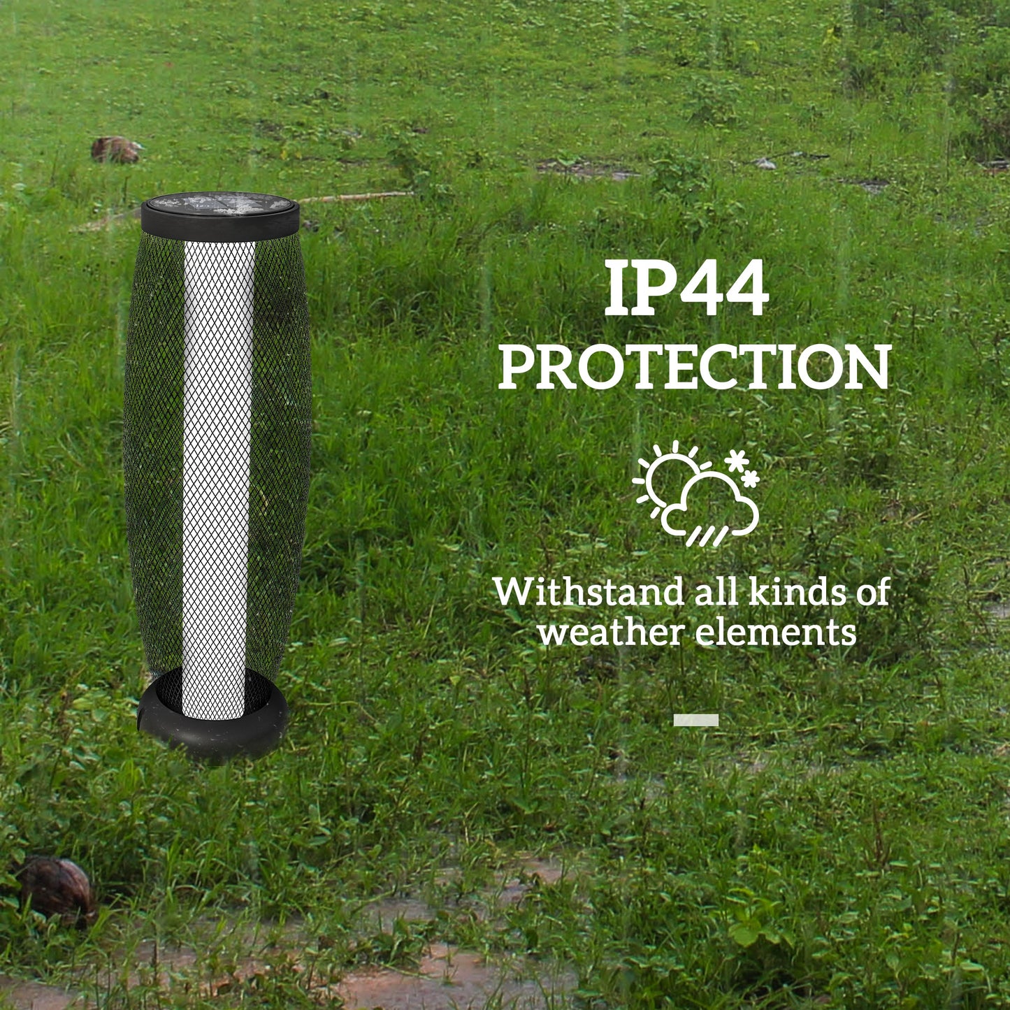 Garden Solar Lamp, 71.5 cm Tall Metal Floor Lamp, Auto On/Off LED Solar Garden Light with Metal Wire Shade, IP44 for Outdoor