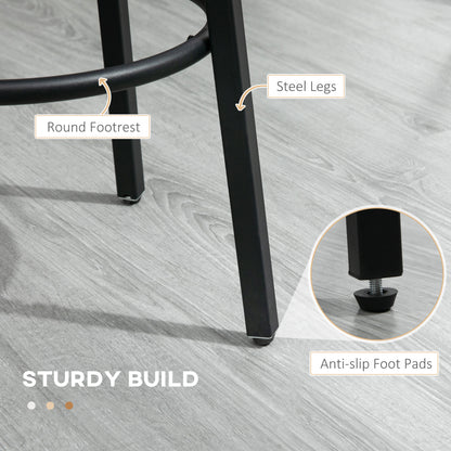 Bar Stools, Set of 2 Kitchen Breakfast Stools with Sturdy Steel Frame, Industrial Tall Bar Chairs, 65cm High Seat