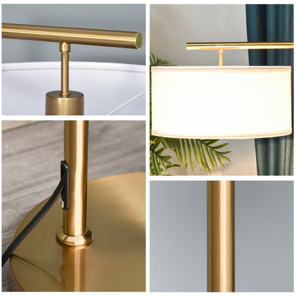 Floor Lamp, Modern Standing Lamp with Linen Lampshade, Round Base for Living Room, Bedroom, Dining Room, 153cm