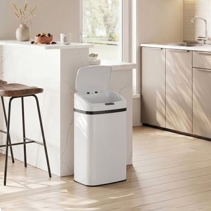 48L Stainless Steel Sensor Bin - White