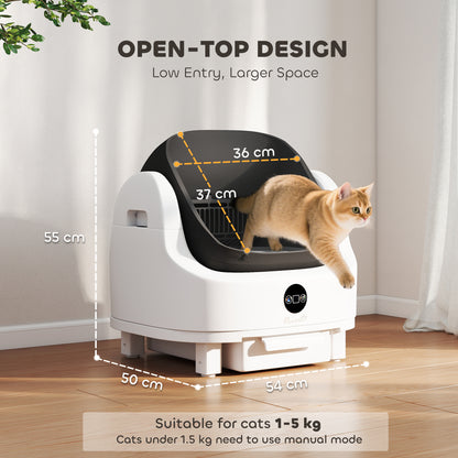 Self Cleaning Cat Litter Tray Top Opening Design, Automatic Litter Box More Space with Integrated Security Protection