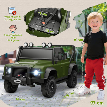 Kids Ride On Car with Remote Control, Music, Horn, 4 Spring Suspension Wheels, LED Lights for 3-5 Years Old, Green