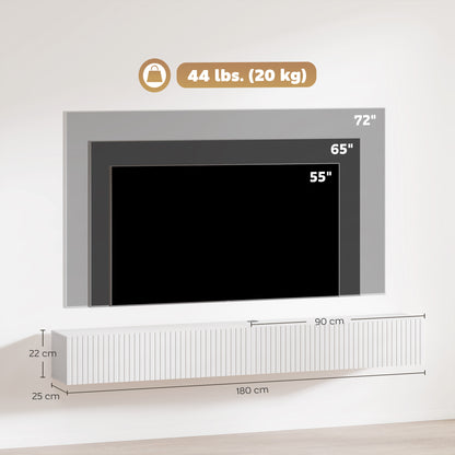 80cm Floating TV Stand, Wall Mount TV Unit with Cable Management Hole, Fits up to 72" TV, White