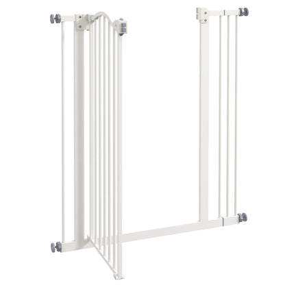 Metal Pet Safety Gate Dog Gate Folding Fence 74-87cm, White