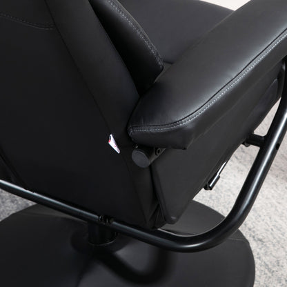 Swivel Recliner Chair with Footstool, PU Leather Recliner Armchair with Ottoman, Steel Base