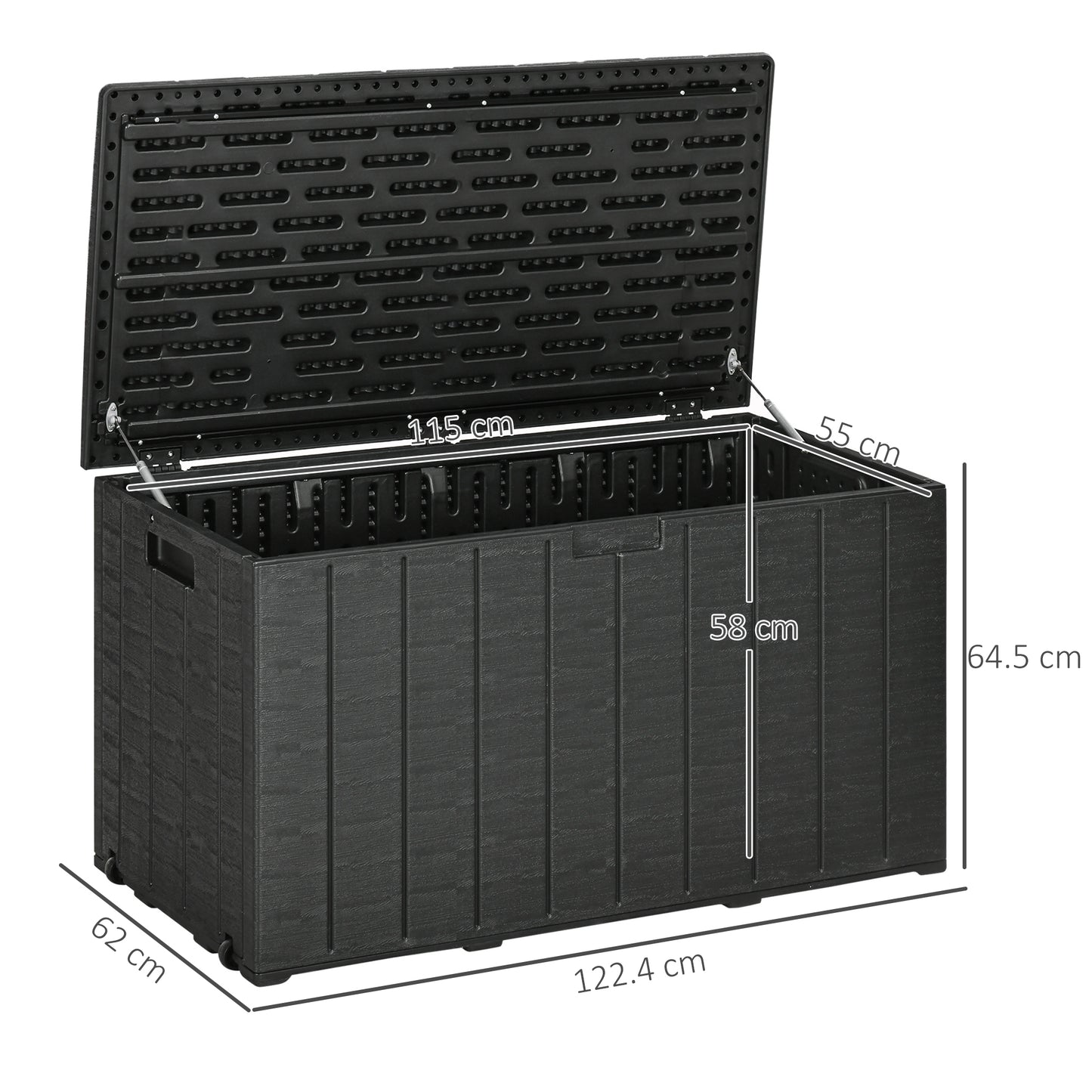 336 Litre Garden Storage Box, Water-resistant Heavy Duty Double Wall Plastic Container