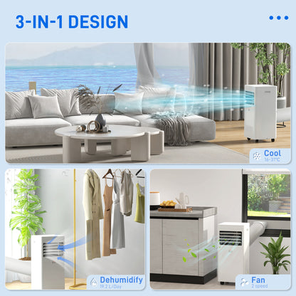 7000 BTU Air Conditioning Unit, 3-in-1 Portable Air Conditioner, Dehumidifier, Cooling Fan with 2 Speeds, 24H Timer