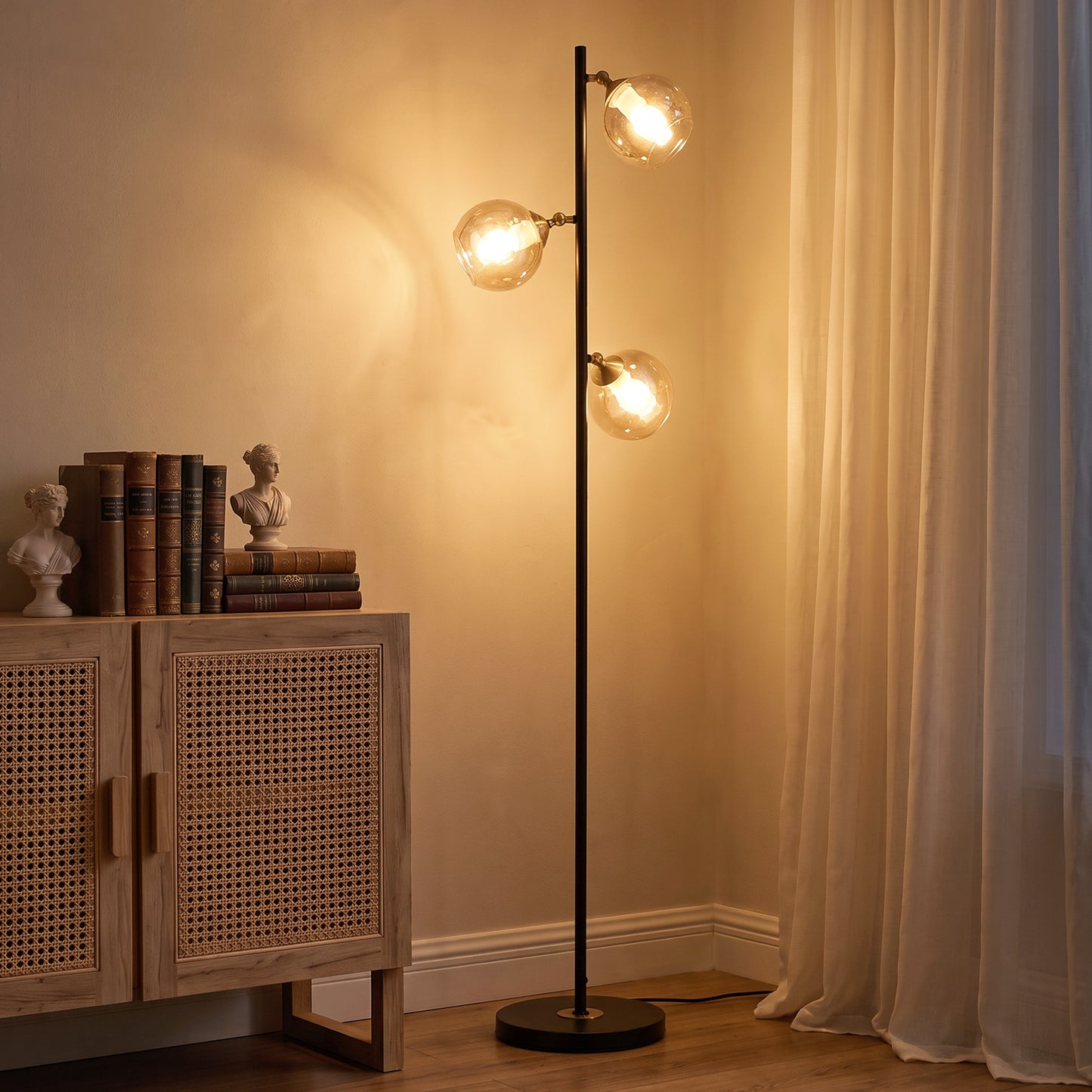 Tree Floor Lamp for Living Room Bedroom with 3 Light, Modern Standing Lamp, (Bulb not Included), 162cm, Grey