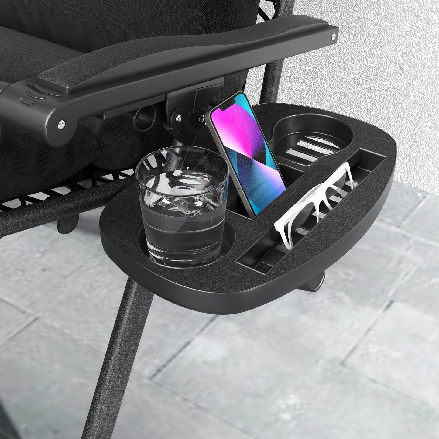 Set of Two Reclining Sun Loungers, with Cushion - Black