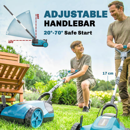 18V Cordless Lawnmower with 2 x 4Ah Batteries & Charger, Battery Lawn Mower with 21cm Cutting Width, 3 Cutting Heights