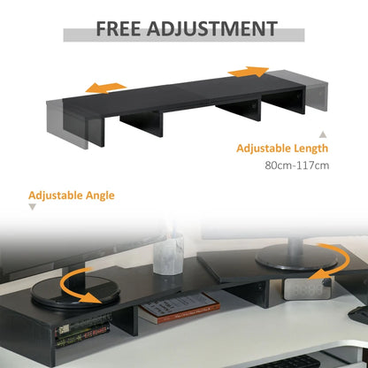 Dual Monitor Stand Riser with Adjustable Length and Angle