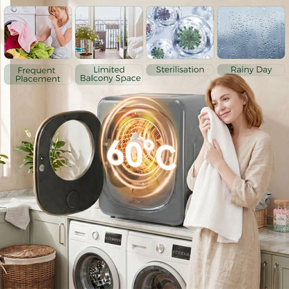 4kg Vented Tumble Dryer with 5 Drying Mode, 800W Compact Freestanding Front Tumble Dryer, Silver