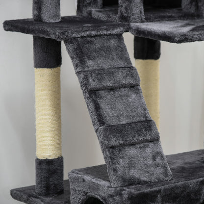 173cm Cat Tree Scratching House, Activity Play Centre, Charcoal Grey