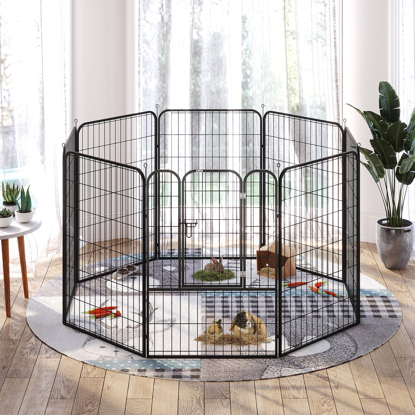 8 Panels Heavy Duty Puppy Playpen, for Large, Medium Dogs, Indoor and Outdoor Use - Black
