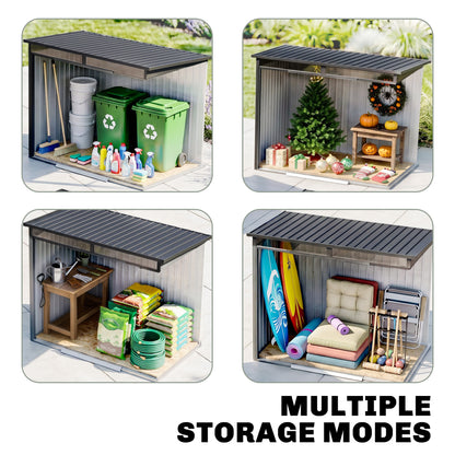 6.5 x 4FT Galvanised Metal Shed with Foundation Kit, Lockable Tool Garden Shed with Double Sliding Doors, Vents, Grey