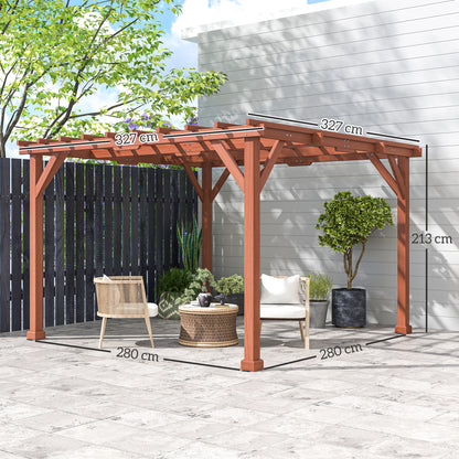 3.3 x 3.3 m Wooden Pergola Kit, Graden Pergola Gazebo Grape Trellis with Stable Structure for Climbing Vines, Flowers