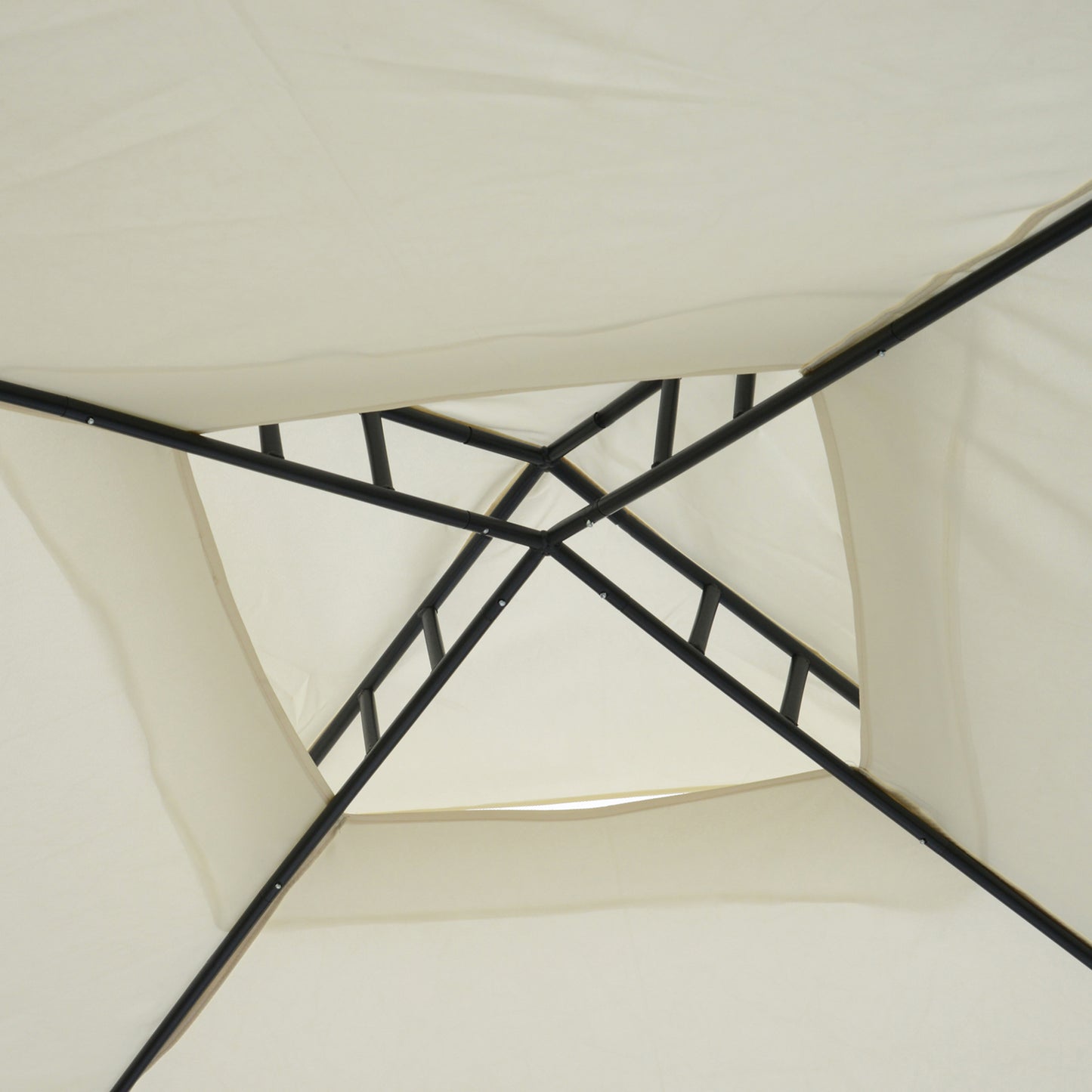 3 x 3 m Metal Gazebo, Double Roof Canopy Shelter with Mesh Sidewalls, Cream White