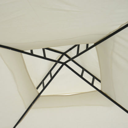 3 x 3 m Metal Gazebo, Double Roof Canopy Shelter with Mesh Sidewalls, Cream White